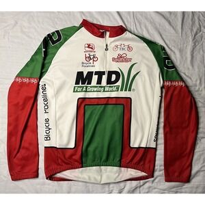 Giordana Cycling Jersey Men's White Red Green MTD Long Sleeve Back Pockets